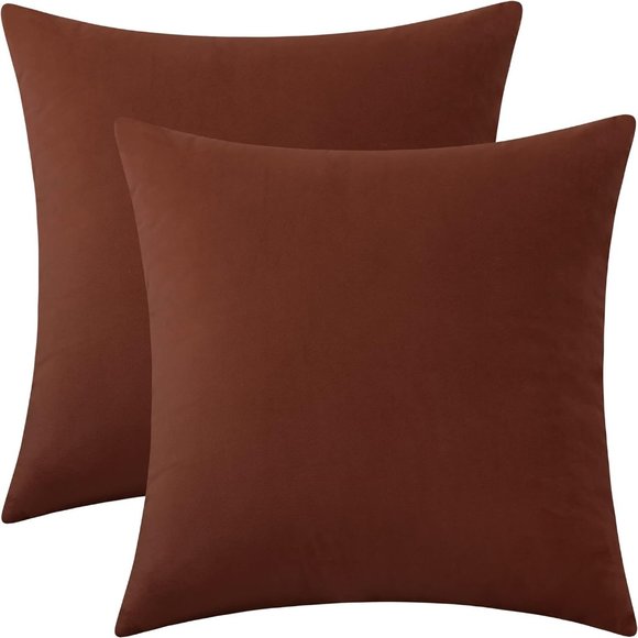 Set of 2 Clay Terracotta Soft Velvet New Pillow Covers 18" Square Zipper New - Picture 8 of 10